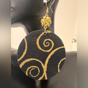 Black and gold bold statement earrings